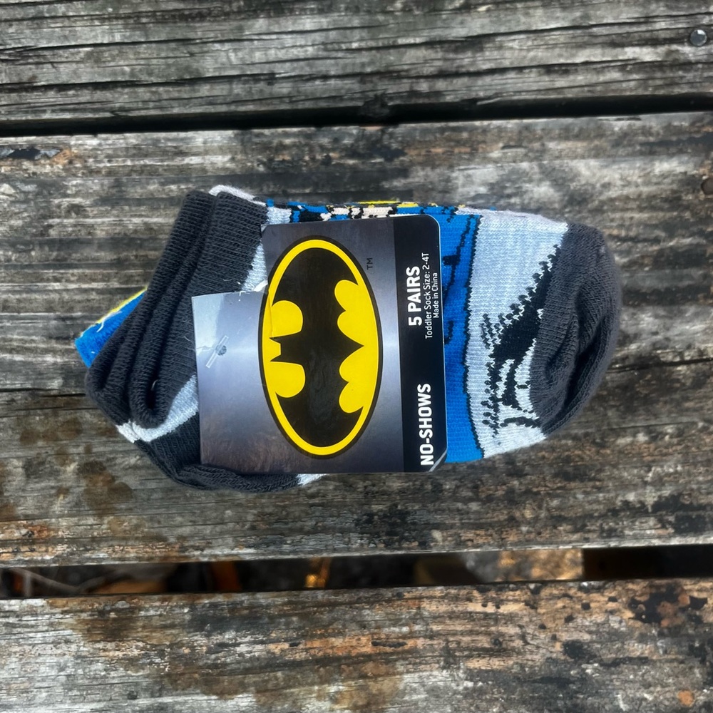 BATMAN TODDLER 2-4T NO SHOW SOCKS BUNDLE OF 5 NEW